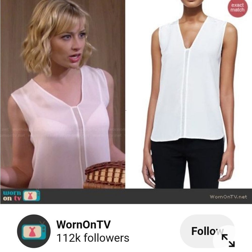 Vince Women's White Mesh Insert Shell Blouse Sleeveless Top Size Medium